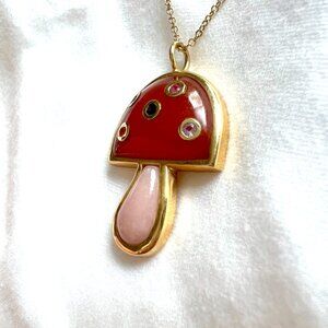 18K Gold & Multi-Colored Sapphires Brent Neale Magic Mushroom Pendant Necklace